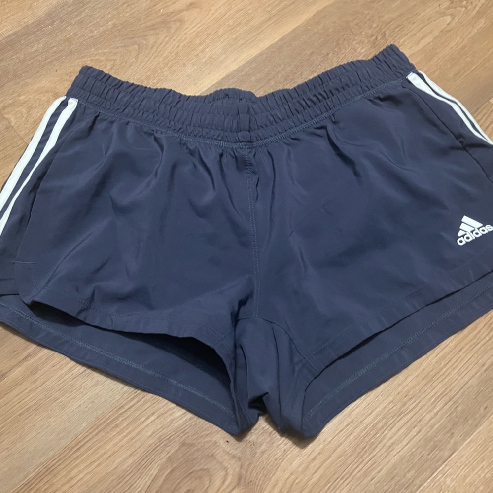 Adidas grey shorts white triple stripe size M